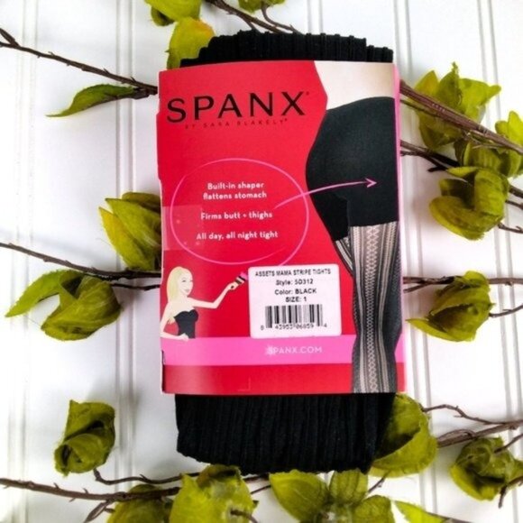 Spanx Maternity Mama Striped Shaping Tights Black Size 1 - Picture 3 of 5